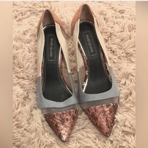 Multi pattern color heels
